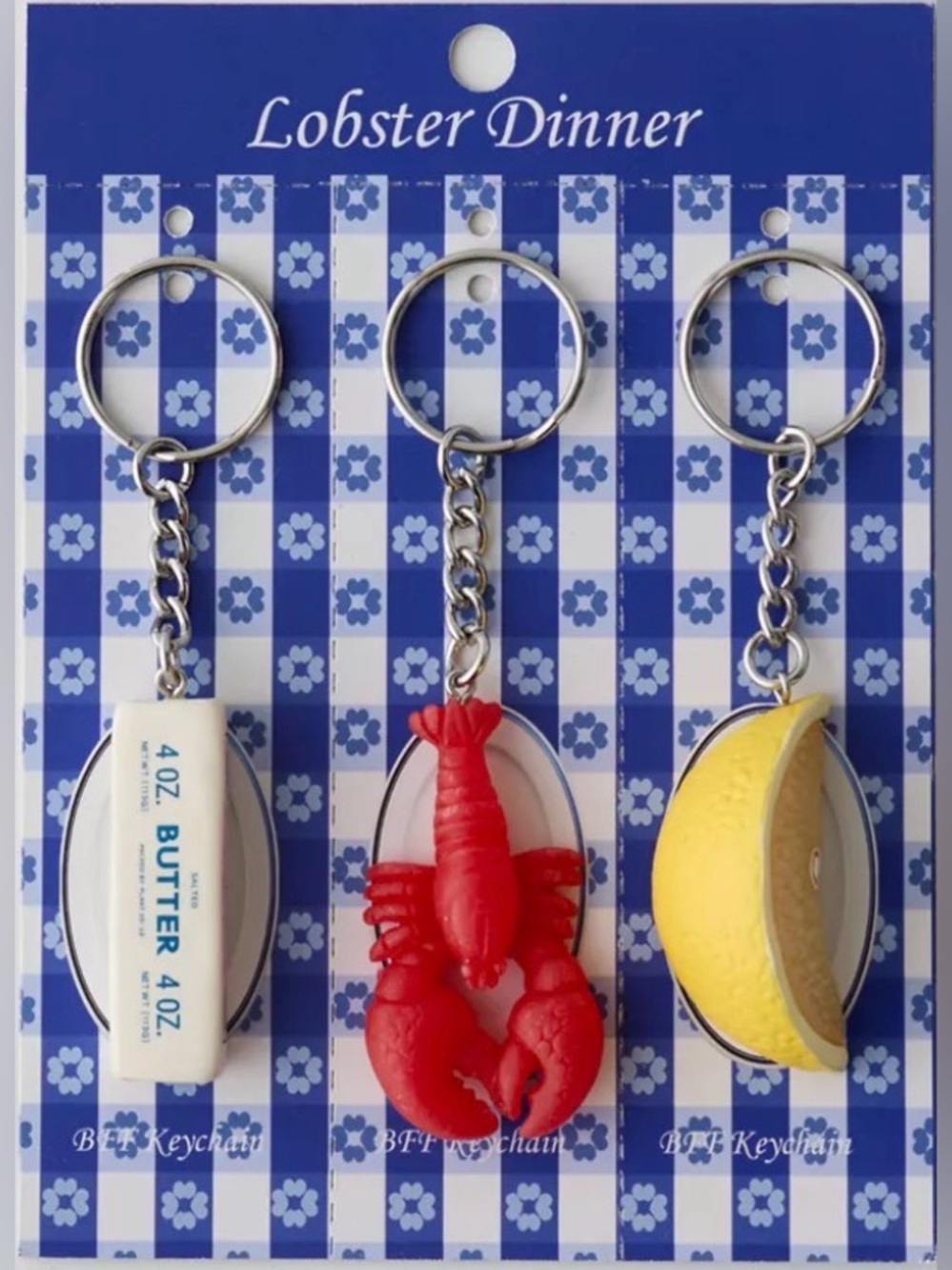 NWT URBAN OUTFITTERS BFF KEYCHAINS! SO CUTE! LOBSTER, LEMON, & BUTTER! - Picture 3 of 6